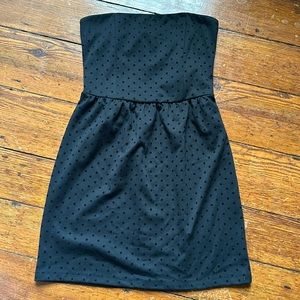 Gap Strapless Little Black Dress, with Black Velvet Polka Dots